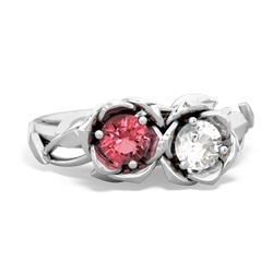 Pink Tourmaline Rose Garden 14K White Gold ring R5510