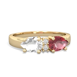 Pink Tourmaline Pear Bowtie 14K Yellow Gold ring R0865