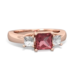 Pink Tourmaline Three Stone Trellis 14K Rose Gold ring R4015