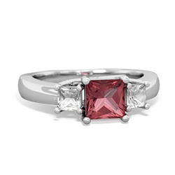 Pink Tourmaline Three Stone Trellis 14K White Gold ring R4015