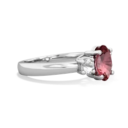 Pink Tourmaline Three Stone Oval Trellis 14K White Gold ring R4024