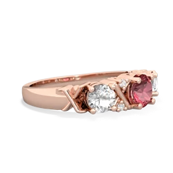 Pink Tourmaline Hugs And Kisses 14K Rose Gold ring R5016