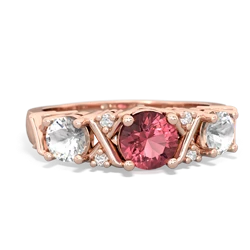 Pink Tourmaline Hugs And Kisses 14K Rose Gold ring R5016