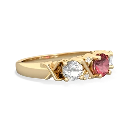 Pink Tourmaline Hugs And Kisses 14K Yellow Gold ring R5016