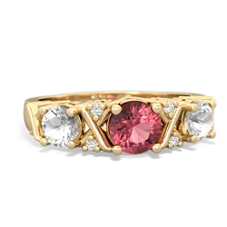 Pink Tourmaline Hugs And Kisses 14K Yellow Gold ring R5016