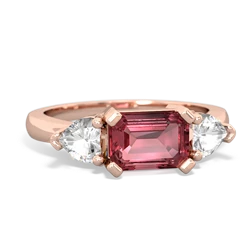 Pink Tourmaline Three Stone 14K Rose Gold ring R5235