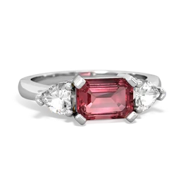 Pink Tourmaline Three Stone 14K White Gold ring R5235