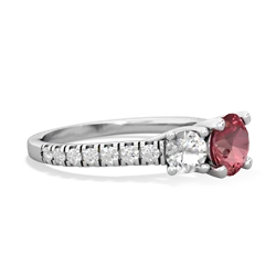 Pink Tourmaline Pave Trellis 14K White Gold ring R5500