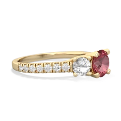 Pink Tourmaline Pave Trellis 14K Yellow Gold ring R5500