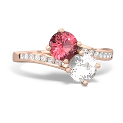 Pink Tourmaline Channel Set Two Stone 14K Rose Gold ring R5303