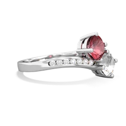 Pink Tourmaline Channel Set Two Stone 14K White Gold ring R5303