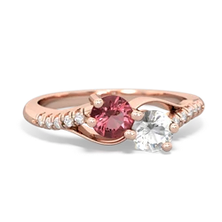 Pink Tourmaline Infinity Pave Two Stone 14K Rose Gold ring R5285