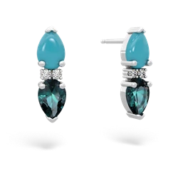 Turquoise Bowtie Drop 14K White Gold earrings E0865