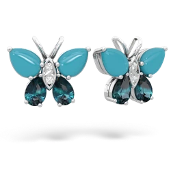 Turquoise Butterfly 14K White Gold earrings E2215