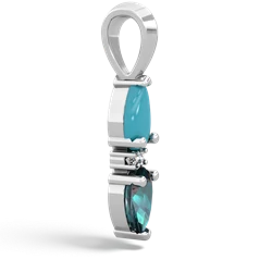 Turquoise Bowtie Drop 14K White Gold pendant P0865