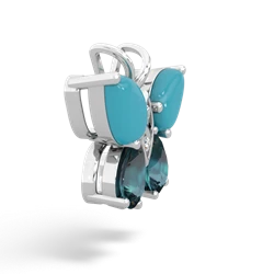 Turquoise Butterfly 14K White Gold pendant P2215