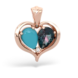 Turquoise Two Become One 14K Rose Gold pendant P5330