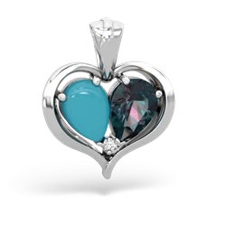 Turquoise Two Become One 14K White Gold pendant P5330