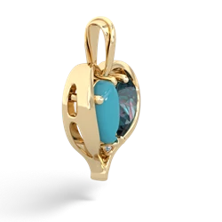 Turquoise Two Become One 14K Yellow Gold pendant P5330