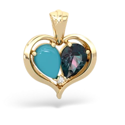 Turquoise Two Become One 14K Yellow Gold pendant P5330