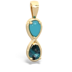 Turquoise Infinity 14K Yellow Gold pendant P5050