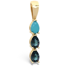 Turquoise Dew Drops 14K Yellow Gold pendant P2251