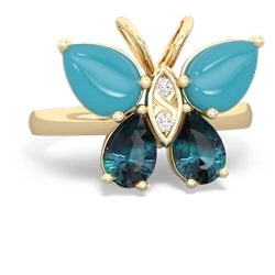 Turquoise Butterfly 14K Yellow Gold ring R2215