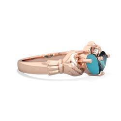 Turquoise 'Our Heart' Claddagh 14K Rose Gold ring R2388