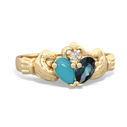 Turquoise 'Our Heart' Claddagh 14K Yellow Gold ring R2388