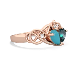 Turquoise 'One Heart' Celtic Knot Claddagh 14K Rose Gold ring R5322