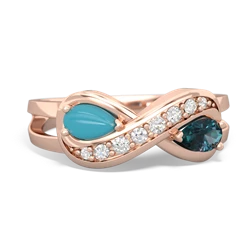 Turquoise Diamond Infinity 14K Rose Gold ring R5390