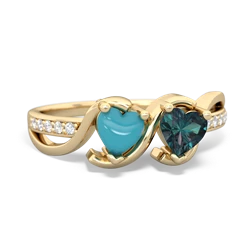 Turquoise Side By Side 14K Yellow Gold ring R3090