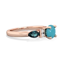 Turquoise 6Mm Round Eternal Embrace Engagement 14K Rose Gold ring R2005