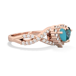 Turquoise Diamond Twist 'One Heart' 14K Rose Gold ring R2640HRT