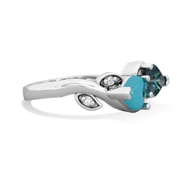 Turquoise Floral Elegance 14K White Gold ring R5790