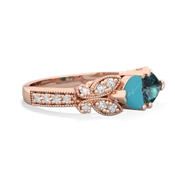 Turquoise Diamond Butterflies 14K Rose Gold ring R5601