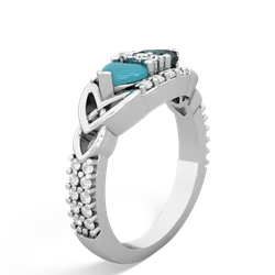 Turquoise Sparkling Celtic Knot 14K White Gold ring R2645