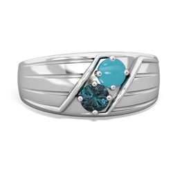 Turquoise Men's Streamline 14K White Gold ring R0460