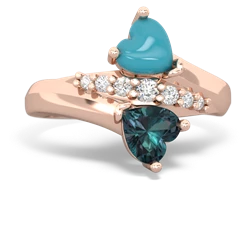 Turquoise Heart To Heart 14K Rose Gold ring R2064