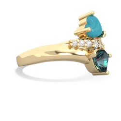 Turquoise Heart To Heart 14K Yellow Gold ring R2064