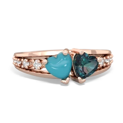 Turquoise Heart To Heart 14K Rose Gold ring R3342