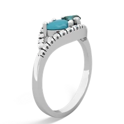 Turquoise Mother And Child 14K White Gold ring R3010