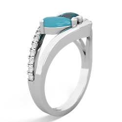 Turquoise Nestled Heart Keepsake 14K White Gold ring R5650