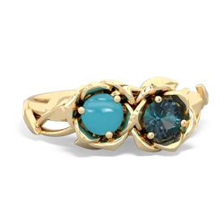 Turquoise Rose Garden 14K Yellow Gold ring R5510