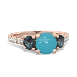 Turquoise Pave Trellis 14K Rose Gold ring R5500