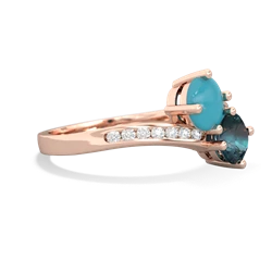 Turquoise Channel Set Two Stone 14K Rose Gold ring R5303