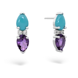 Turquoise Bowtie Drop 14K White Gold earrings E0865