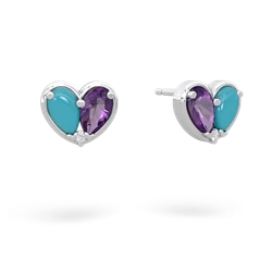 Turquoise 'Our Heart' 14K White Gold earrings E5072