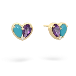 Turquoise 'Our Heart' 14K Yellow Gold earrings E5072