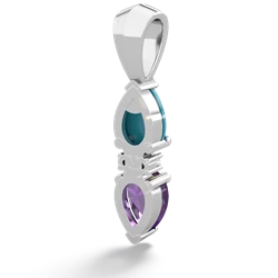 Turquoise Bowtie Drop 14K White Gold pendant P0865